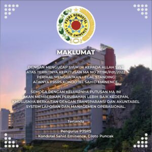 INVESTOR HOTEL LE EMINENCE CIANJUR MENGGUGAT PENGELOLA, HAK MENGINAP DITUNDA