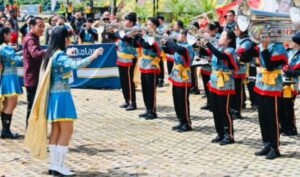 Atraksi Pelajar Meriahkan Peresmian  Bendungan Kuwi Kawangkoan oleh Presiden 