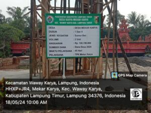 Pemerintah Desa Mekar Karya Kecamatan Waway Karya Merealisasikan Pembangunan Sumur Bor