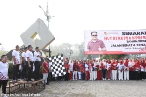 Memperingati HUT RI ke-79 Pemda Tubaba Bersama Koperasi KPRI RSMW Menggelar Kegiatan Jalan Sehat Dan Senam Bersama