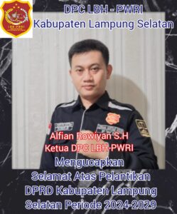 Ketua DPC LBH-PWRI Beserta Jajarannya Mengucapkan Selamat Atas Pelantikan DPRD Lampung Selatan