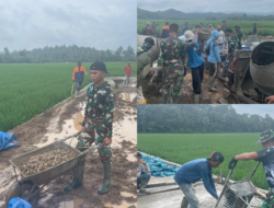 Rabat Beton TMMD ke-127 Perkuat Akses Jalan Desa Tanjung Rejo.